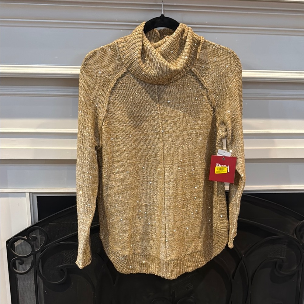 Gold Turtleneck Sweater